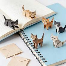 50pcs Minimalist Origami Animal Figurines Set - Cat & Dog Origami Crafts Kit, High-Definition Printing On Thick Paper, Easy Folding Without Tools, Suitable For Teens And Adults, Ideal Desktop Decor, Bookshelf Ornament, And Handmade Gift For Cat Lovers