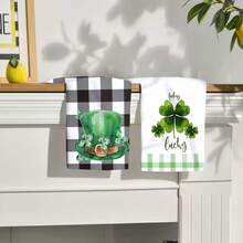 Bộ 2/4 khăn lau bát đĩa, in hình cỏ ba lá và mũ xanh, chất liệu microfiber mềm mại, thấm hút tốt, thích hợp làm quà tặng ngày lễ Thánh Patrick, trang trí, dùng trong nấu nướng và làm bánh, khăn lau bát đĩa, khăn lau nhà, khăn tay, trang trí nhà bếp, quà tặng cho hàng xóm, mẹ, sinh nhật, tân gia cho bạn bè. - Nhiều màu - Xem 8