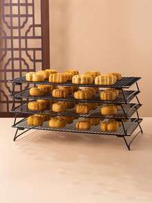 2pcs/1pc Stackable Baking Cooling Rack With Foldable Folding Legs For Cooking, Baking, Drying, Grilling, Cookies, Pizza, Cake, Easy To Clean Stackable Cooling Rack - Multicolor - View 3