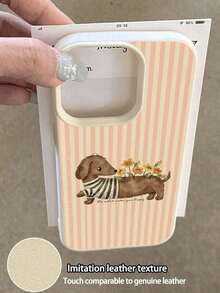 1pc Fashionable Cute Vintage Book Dog Pattern Litchi Texture Anti-Fall Anti-Slip Soft Phone Case, Suitable As Birthday, Holiday Gift For Friends, Family, Couples, Compatible With Apple, Phones - Kiểu 2 (1 cái) - Xem 3