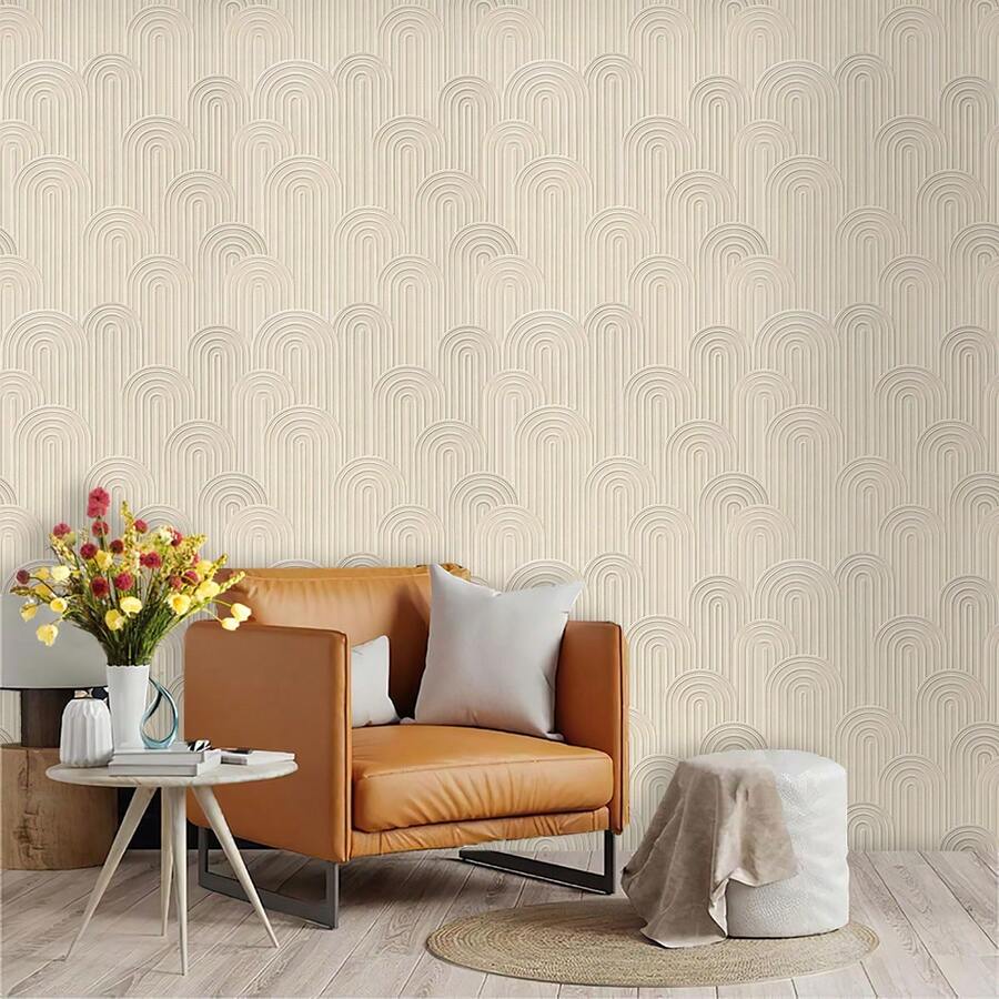 1pc Semi-Circle Textured Fan-Shaped Peel And Stick Wallpaper, Suitable For Boys/Girls Room, Bedroom, Living Room, Furniture Renewal, Home Wall Decor, Removable Waterproof Vinyl PVC Material For Home, Dorm, Rental, Available In Large And Small Sizes - 0044+XHQZ - View 1