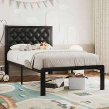 /Full/Twin Bed Frame With Tufted Headboard Metal Platform Bed Frame With Under-Bed Storage,All Metal Support System,No Box Spring Needed,Noise-,Easy Assembly - 黑色 - 查看 6