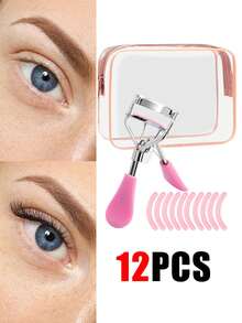 12件套时尚睫毛夹和眉毛修型套装，采用10秒快速卷翘设计，卷翘效果出色。套装包含1个粉色睫毛夹、10个替换硅胶垫和1个透明小收纳袋。 - 彩色 - 查看 1