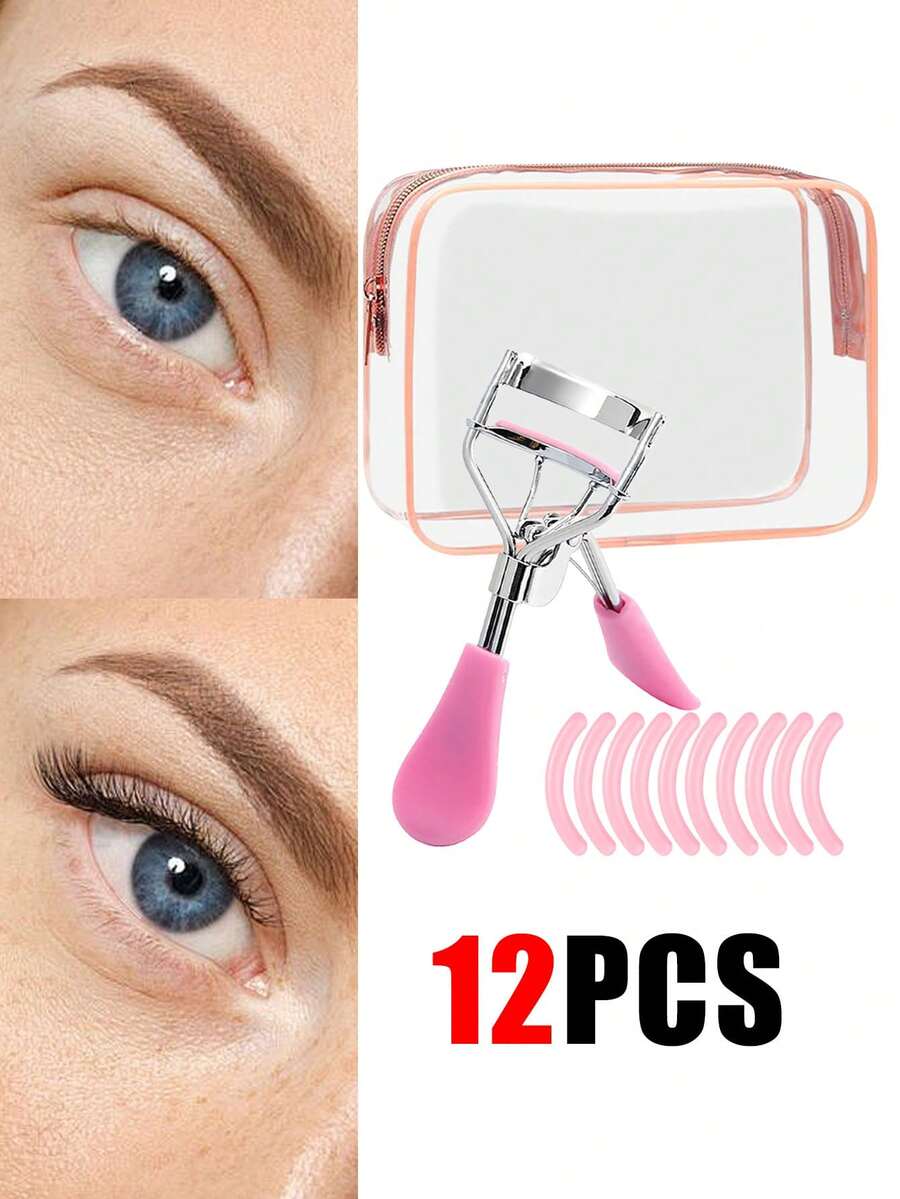 12件套时尚睫毛夹和眉毛修型套装，采用10秒快速卷翘设计，卷翘效果出色。套装包含1个粉色睫毛夹、10个替换硅胶垫和1个透明小收纳袋。 - 彩色 - 查看 1