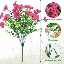 3束14.96英寸户外仿真花，抗紫外线塑料材质，适合春夏花园、窗台、花盆、花瓶、室内外家居装饰 - 玫色 - 查看 4