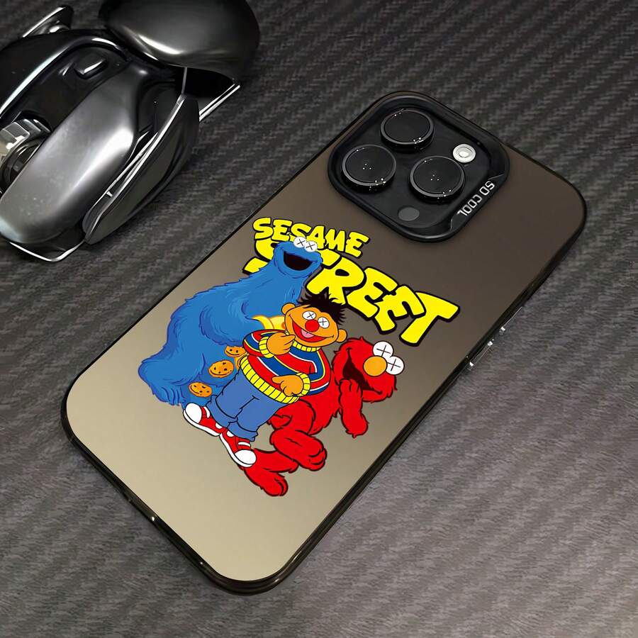 Personajes de Barrio Sésamo con ojos estilo . Esta elegante funda es compatible con iPhone 17, 16, 15, 14 Pro Max, 13, 12, 11, XR y XS Plus. Fabricada en TPU flexible, resistente a golpes y arañazos, ofrece una excelente protección contra caídas y un agarre cómodo. Es un regalo ideal para familiares, amigos y seres queridos, y una opción perfecta para festivales. - Negro - Ver 1