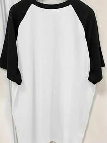 Women's Letter Print Color Block Raglan Sleeve T-Shirt White Casual Summer - White - View 2