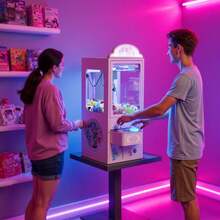 Claw Crane Machine, Medium-Sized Arcade Game Machine With Light & Sound, Adjustable Steel Claws, Precise Toy Candy Grabber Prize Dispenser Vending Toy, For Commercial Home Parties Cinema, Pink - Pink Claw Clip Style - View 9