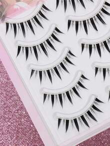 5 Pairs Of Natural False Eyelashes Fluffy And Soft 3D Mink Eyelashes Long Silky Eyelashesdaily Work Meetings Natural False Eyelashes Comfortable To Wear With Eyelashes Hand-Made Wing Elongated Natura Full False Eyelashes Free Eyelash Tweezers And Eyelash Brushes - màu đen - Xem 5