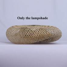 40厘米乡村风格吊灯灯罩 - 手工竹制吊灯，适用于厨房岛台、餐厅和农舍天花板（仅含灯罩）