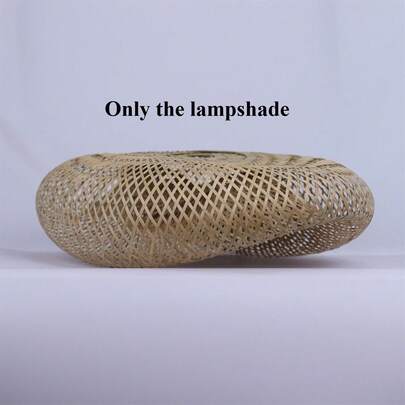 40厘米乡村风格吊灯灯罩 - 手工竹制吊灯，适用于厨房岛台、餐厅和农舍天花板（仅含灯罩）