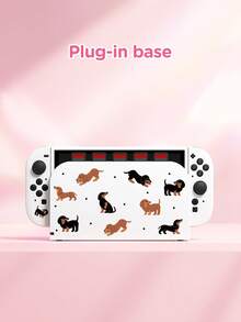 1个腊肠犬波点图案保护壳/保护套，兼容Switch2 (2025)、Switch NS、Switch OLED、Switch Lite，Switch2/Switch配件，全套包含带卡槽的底座、收纳袋、Switch保护壳，Switch玩家的最佳礼物 - 彩色 - 查看 4