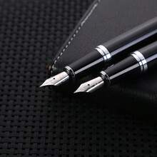 高端金属黑色钢笔/书写流畅，适用于办公室、专业用途和日常练习/经典风格签名笔/男女皆宜的优雅行政钢笔/可替换墨盒 - 黑色 - 查看 5