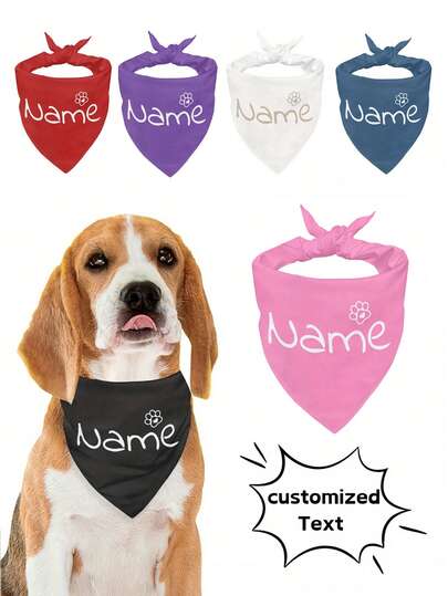 Personalized Custom Pet Scarf , Personalized Dog Bandana,Customized Pets Logo Print Solid Color Pet Triangle Scarf With Logo, Pet Neck Scarf,Bibs Triangle Scarfs Gift For Small Medium Large Dogs Cats Baby Puppy Pets Accessories Ornamental Stylish,Fashion,Colorful,Vintage,Cute,Contracted,Cuties Custom,Unique,Customized,Personalized Pet For Anniversaries,For Birthdays