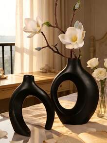 2pcs Resin Vase Set, Modern Home Decor Hollow Boho Style Vase, Living Room Coffee Table Wedding Decoration (Small Vase Size Is Relatively Small, Please Choose Large Size If Concerned) - Multicolor - View 9