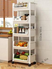 1pc Fashionable Thick Small Push Cart Style Home Storage Rack, Multi-Functional Multi-Layer Living Room Snack Rack, Mobile Kitchen Fruit & Vegetable Organizer Rack, Ideal For Holiday Gatherings, Suitable For Christmas, Thanksgiving, New Year And Valentine's Day, Practical And Elegant - Multicolor - View 14