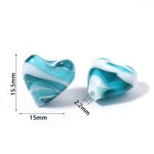 5pcs Of 15mm Striped Heart Czech Glass Loose Spacer Beads, Suitable For Handmade Bracelets, Earrings, Necklaces, And Phone Chain Accessories. - 5pcs/pack - View 3
