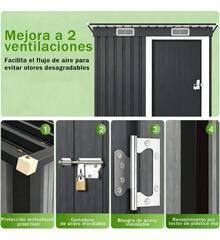 Casa De Almacenamiento Bodega Cobertizo Exterior Para Jardin - Negro - Ver 4