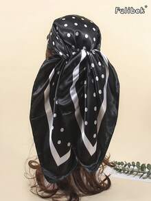 1 Stück 90cm bedruckter Seidentuch/Bandana für Frauen, Modeaccessoire für Strand, Urlaub und Alltag, verleiht Ihrem Outfit einen stilvollen Touch - Schwarz - Übersicht 5