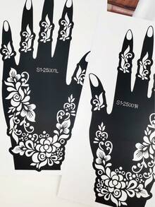 2 Pieces Floral Vine Pattern Tattoo Stencils – Exquisite Hollowed-Out Designs With Delicate Textures For Personalized DIY Temporary Tattoos, Reusable, Suitable For Party & Daily Body Decoration, Helps Easily Create Custom Temporary Tattoo Looks - Black - View 7