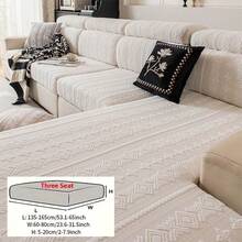 1pc Plush Bohemian Sofa Slipcover, High-End Anti-Slip Living Room Couch Cover Cushion, Machine/Hand Washable, Pet Friendly, Suitable For All Seasons, Home, Kitchen, Bedroom, Office Use - Beige - View 6