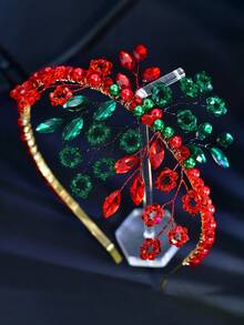 1pc Rhinestone Headband, Elegant Crystal Pearl Princess Style Headpiece Suitable For Bride, Wedding, Festival, Carnival, Date, Valentine's Day Gift, Casual Wear - Red - View 8