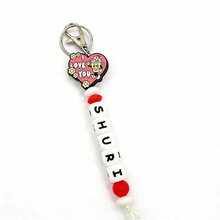 1pc Customized Valentine's Day Silicone Keychain, Heart Shaped, Couples Gift, Customized Name, Valentine's Gift For Boyfriend/Girlfriend - Red - View 18