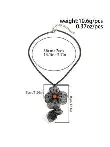 1件/2件套波西米亚风3D几何银杏叶项链耳环套装，优雅时尚，适合日常、派对、度假、情侣约会，女士节日百搭珠宝礼品 - 花 - 查看 5