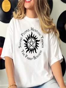 COOL SUMMER Supernaturals T Shirt Women Printed Design T-Shirts Female Comic Clothes - 白色 - 查看 1