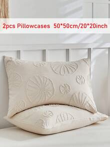 半件装卡其色波西米亚风簇绒纹理枕套，复古田园风树叶图案枕套，适用于卧室、客厅，波西米亚家居装饰，柔软透气，可机洗，四季皆宜，不含枕芯 - 卡其色 - 查看 20
