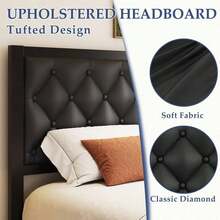 /Full/Twin Bed Frame With Tufted Headboard Metal Platform Bed Frame With Under-Bed Storage,All Metal Support System,No Box Spring Needed,Noise-,Easy Assembly - 黑色 - 查看 7