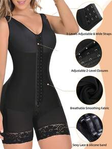High Compression Faja Colombiana Short Girdles With Brooches Bust For Daily And Post-Surgical Use Slimming Sheath Belly Women - 黑色 - 查看 2