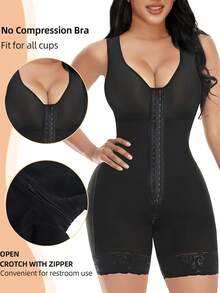 High Compression Faja Colombiana Short Girdles With Brooches Bust For Daily And Post-Surgical Use Slimming Sheath Belly Women - 黑色 - 查看 5