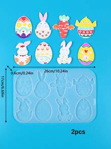 1/2pcs Easter DIY Hatching Bunny Egg Chocolate Silicone Mold, Festival Decoration Pendant Resin Mold, Full-Panel Easter Egg Bunny Silicone Mold For Pendants And Decorations - White - View 9