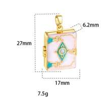 1件DIY珠宝项链吊坠，独特设计高端创意时尚彩色珐琅照片盒铜镀金项链吊坠，女士时尚手工礼物 - 方形可開合 - 查看 8