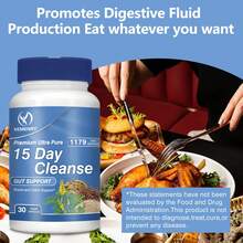 XEMENRY 15 Day Cleanse 1179mg - Colon Cleanse, Nutrient Absorption, Intestinal Health, Promotes Regular Bowel Movements, With Cascara Sagrada & Psyllium Husk - 30pcs - 30 Capsules(30粒) - 查看 5