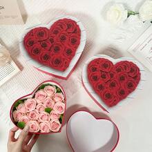 3Pcs Rose Theme Paper Heart-Shaped Gift Box Red-White Pattern Storage Box Ideal For Spring Romantic Gifting Scenarios Valentine's Day Birthday Wedding Confession Gifting - Multicolor - View 4