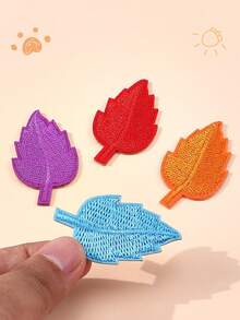 12pcs Mini Leaf Ironing Embroidery Patch, Exquisite Mixed Leaf Embroidery Badge, Suitable For DIY Handmade Clothing Repair And Decoration