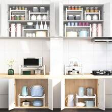 CYPNOrganizador de Encimera CocinaEstante de Gabinete Extensible 14.17"~25.19" Estante de Almacenamiento de Especias de Cocina Estante de Despensa de Gabinete para Cocina Baño Sala Armario y DespensaFashion - 28 W 17 H - Ver 7
