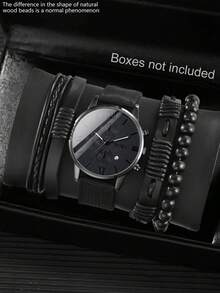 1 Set Orologio da Uomo, include 1 Orologio Casual Sportivo Stile Industriale Rotondo al Quarzo con Funzione Calendario, abbinato a Cinturino in Pelle Intrecciata Stile Punk, adatto per Uso Quotidiano, Regalo di Compleanno, Feste e Raduni, Idea Regalo Perfetta per Te o i Tuoi Amici. Senza Confezione Regalo. - nero - Visualizzare 9