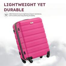 Large Capacity ABS Hardside Luggage Set, 16/20/24/28 Inch Spinner Suitcases + 2 Travel Bags + 1 Cosmetic Case, 7-Piece Set For Holiday Travel, Business Commutes, Valentine's Day Getaways, Spring Travel Traveling Bags Suitcase Clothes Storage Cruise Essentials Vacation Essentials - Hot Pink - View 11