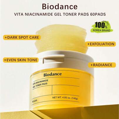 Biodance Vita烟酰胺精华棉片，60片装，凝胶质地，清爽不粘腻，提亮肤色，减少暗沉，补水保湿，收缩毛孔，韩国化妆品