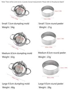 Stainless Steel Dumpling Maker Set, Includes Small, Medium And Large Dumpling Wrappers Molds, Kitchen Gadget For Easy Dumpling Making - Silver - View 3