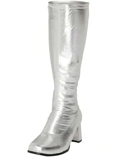 Women's Ladies Fancy Dress 1960'S 70'S Knee High Go Go Boots Retro Block Heel Girls Boots