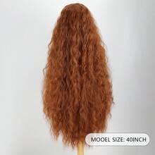 Reddish-Brown Wig, Middle Part T-Part Lace Front Synthetic Wig, 1-Meter Long Hair Wig, Noble Princess Wig, Costume Wig. - Rust Brown - View 12