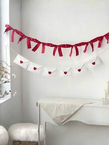 1件情人节心形留言横幅，带蝴蝶结；毛毡信封花环，带心形吊坠；新娘送礼会/婚礼装饰横幅背景；柔软的马黛茶染色乡村派对用品；婚礼/生日派对用品；房间背景装饰；新年礼物；母亲节；复活节 - 彩色 - 查看 3