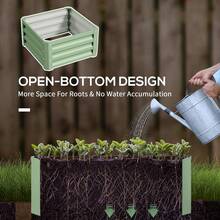 Outsunny 2' X 2' X 1' 2-Pieces Raised Garden Bed With Galvanised Steel Frame For Vegetables, Flowers, Herbs, Light Green - Green - View 5
