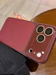 Vintage Style Leather Shockproof Vintage Litchi Leather Texture Phone Case Compatible With Iphone 17 Pro Max, Compatible With Apple 16, 15, 14, 13 Series, Pro Models, Shockproof Full Coverage With Lens Film Spring - Red - View 3