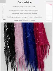 1pc Women's Belly Dance Costume, Sequin Fringe Belly Dance Hip Scarf, Thai/Arabian Dance Skirt Waist Belt - Multicolor - View 4