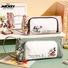 Disney 升级版米奇老鼠学生铅笔盒，大容量简约文具盒，高品质便携式铅笔袋，复古美式学生专用卡通铅笔收纳袋 - 彩色 - 查看 9